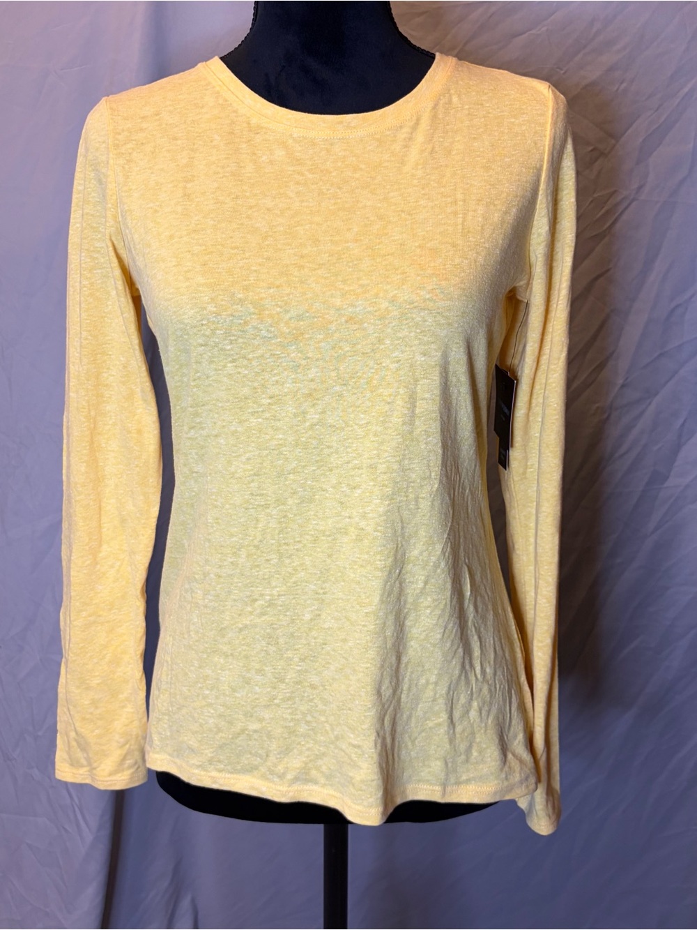 Cynthia Rowley Pale Yellow Long-Sleeve Crewneck Tee